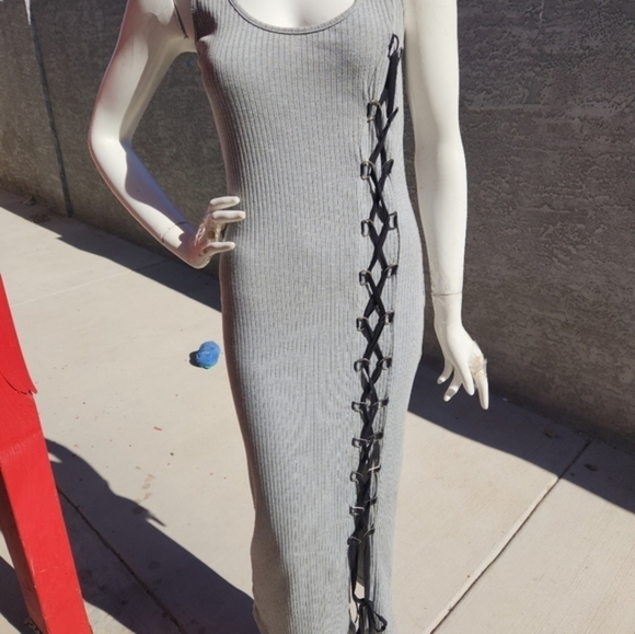 French Connection‎  Ribbed Lace Up Side Dress - Picture 6 of 9